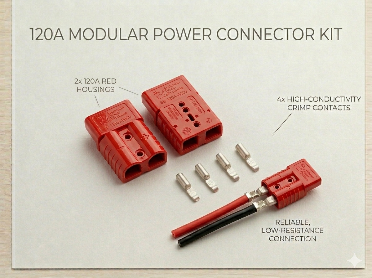 120A Anderson Plug | SB120 Compatible | Heavy-Duty DC Connector | 12V 24V 48V