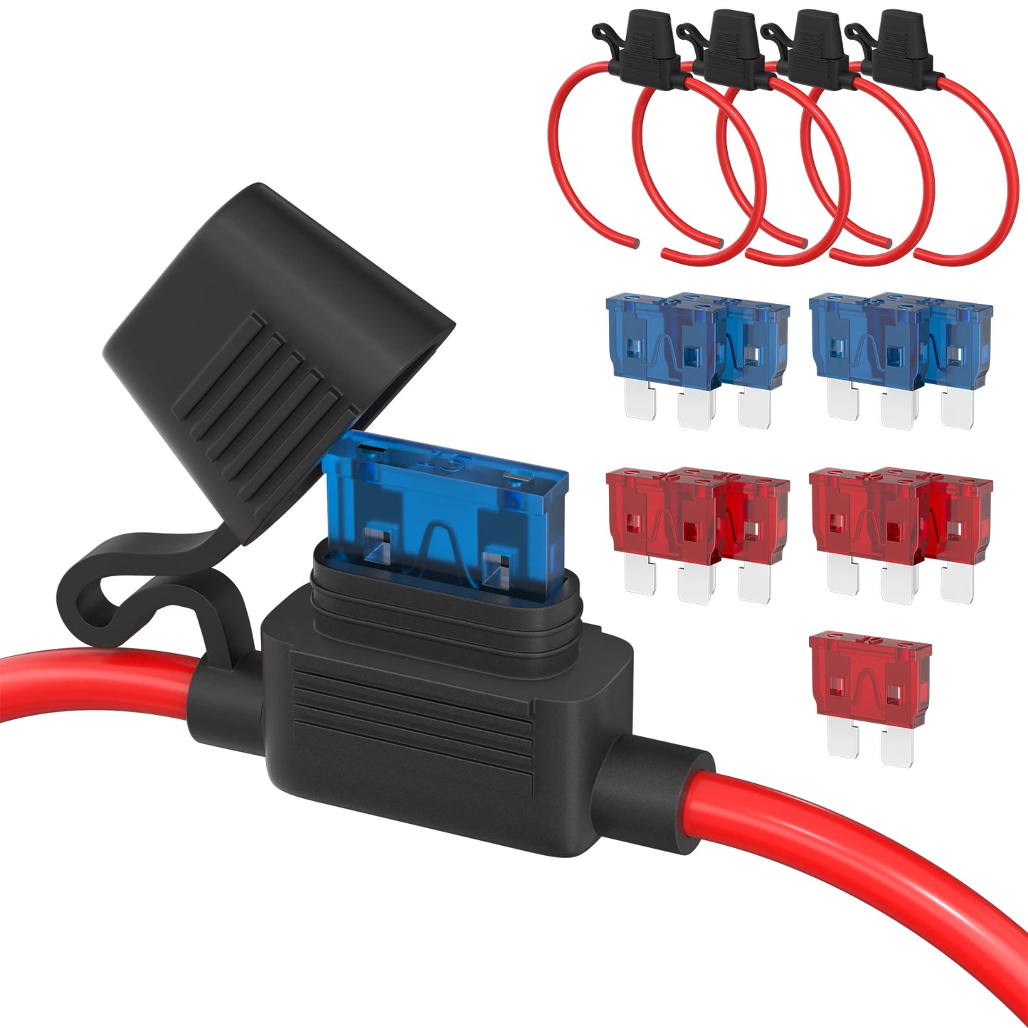 Inline Blade Fuse Holder | ATC/ATO | 12V | 18 AWG | 5 & 15 Pack