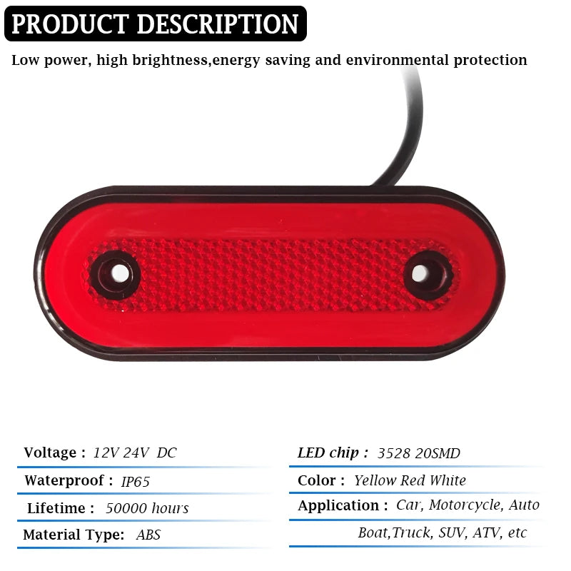 LED Side Marker Clearance Lights | 12V 24V | Truck Trailer Van Caravan | 5 & 8 Pack