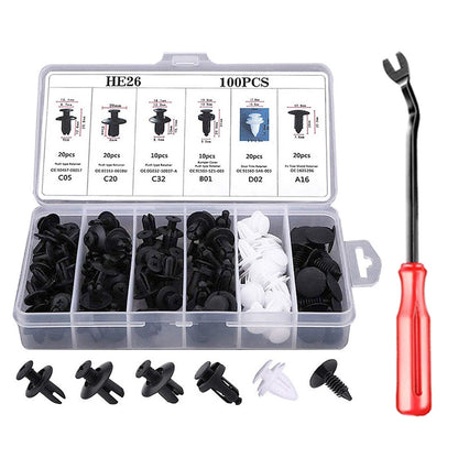 Car Body Panel Retainer Clips | Push Rivet Fastener Kit | Mixed Sizes | With Trim Tools