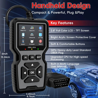 Advanced OBD2 Diagnostic Scanner | Professional Code Reader and Reset | Real-Time Live Data
