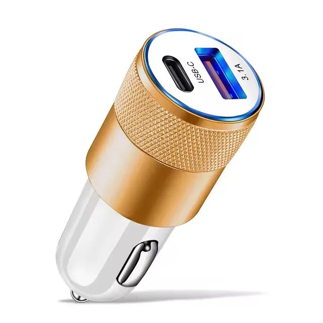 66W Dual Port USB Car Charger | USB-C Fast Charge | 12V Cigarette Lighter Adapter