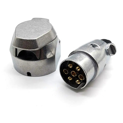 7 Pin Flat Trailer Plug & Socket Set | Aluminium Housing | 12V | Australian Standard