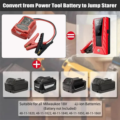 Milwaukee 18V Battery Jump Starter Adapter | Emergency Car Booster Cable | 12V Vehicles