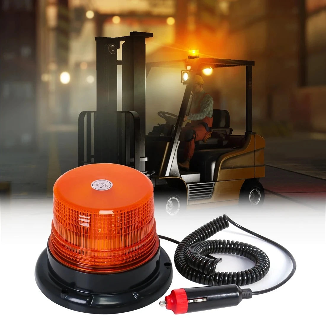 Magnetic Roof LED Strobe Beacon | Amber | 12V 24V | Universal Vehicle Mount