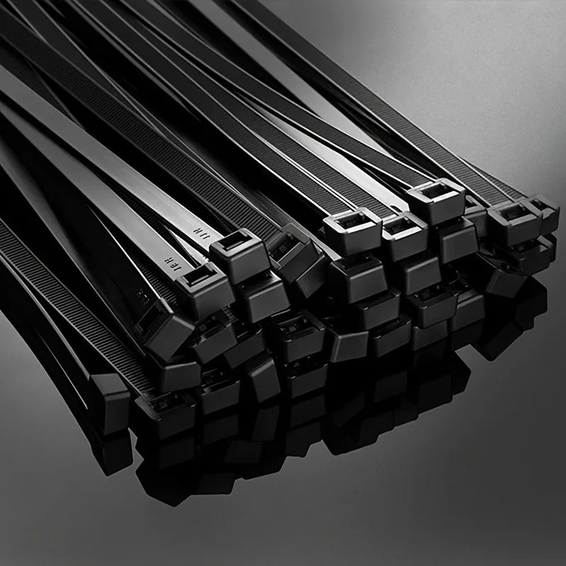 Black UV Resistant Cable Ties | Self-Locking Nylon | 100 Pack | 4 Sizes