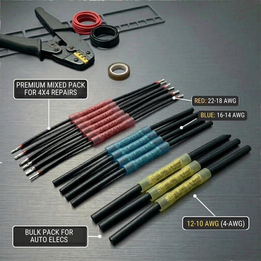 Waterproof Heat Shrink Butt Connectors Mixed Kit Red Blue Yellow